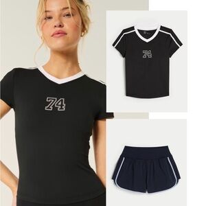 Hollister Gilly Hicks Active Babe Tee and High-Rise Running Shorts size S ( set)